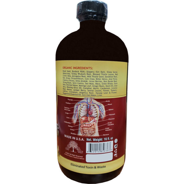 Essential Palace Organic Black Seed Living Bitters 5 IN 1 16 OZ Back