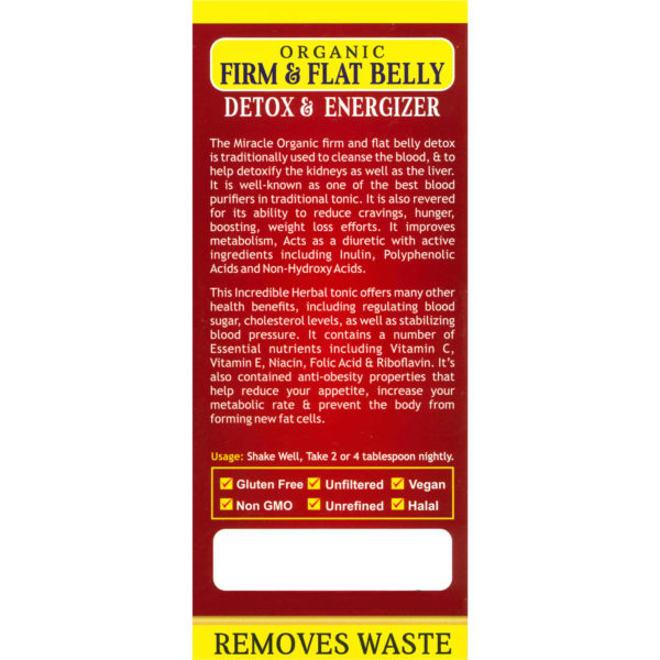 Essential Palace Organic Firm and Flat Belly Detox and Energizer Burns Fat Flattens Tummy 16 OZ Describition