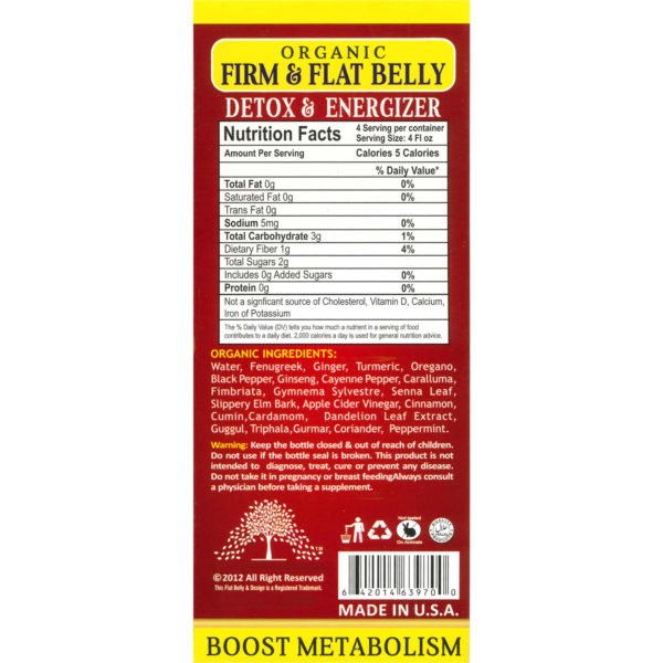 Essential Palace Organic Firm and Flat Belly Detox and Energizer Burns Fat Flattens Tummy 16 OZ back