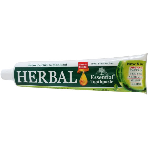 Essential Palace Organic Herbal Toothpaste Fluoride Free Vegan 5 IN 1 6.5 OZ Tube Front