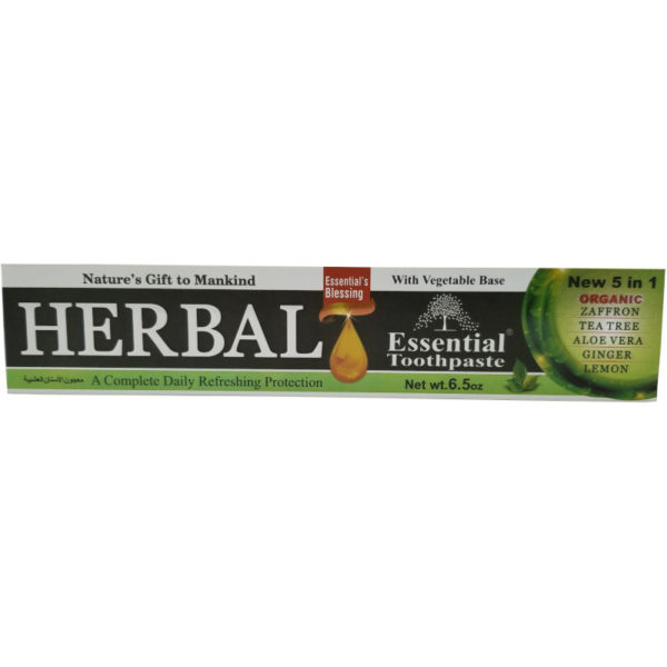 Essential Palace Organic Herbal Toothpaste Fluoride Free Vegan 5 IN 1 6.5 OZ front 2