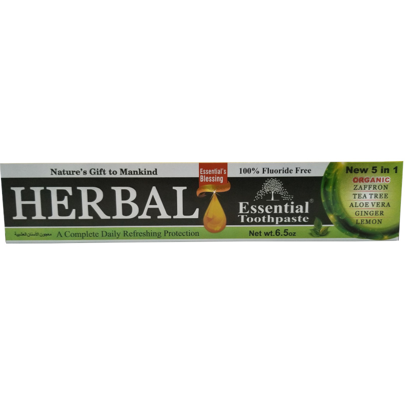 Essential Palace Organic Herbal Toothpaste Fluoride Free Vegan 5 IN 1 6.5 OZ front