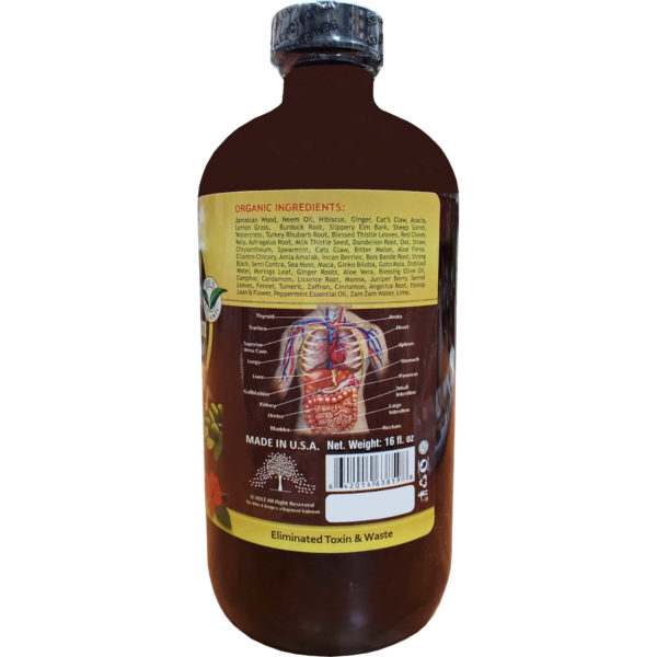 Essential Palace Organic Jamaican Wood and Neem Living Bitter 5 IN 1 16 OZ Back