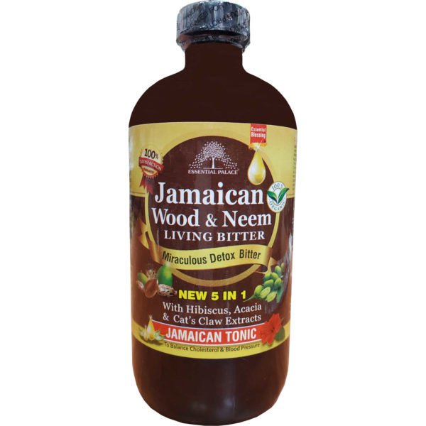 Essential Palace Organic Jamaican Wood and Neem Living Bitter 5 IN 1 16 OZ Front