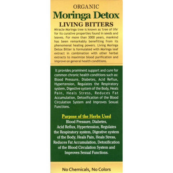Essential Palace Organic Moringa Detox Living Bitters 5 IN 1 16 OZ Description