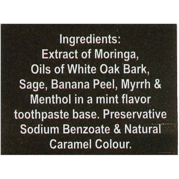 Essential Palace Organic Moringa Toothpaste With Sage Oil Fluoride Free Vegan 5 IN 1 6.5 OZ Ingridents 2