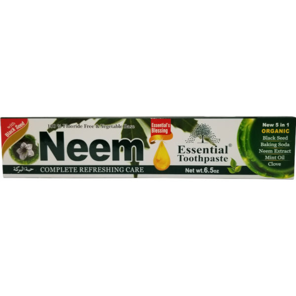 Essential Palace Organic Neem Toothpaste Fluoride Free Vegan 5 IN 1 6.5 OZ Front