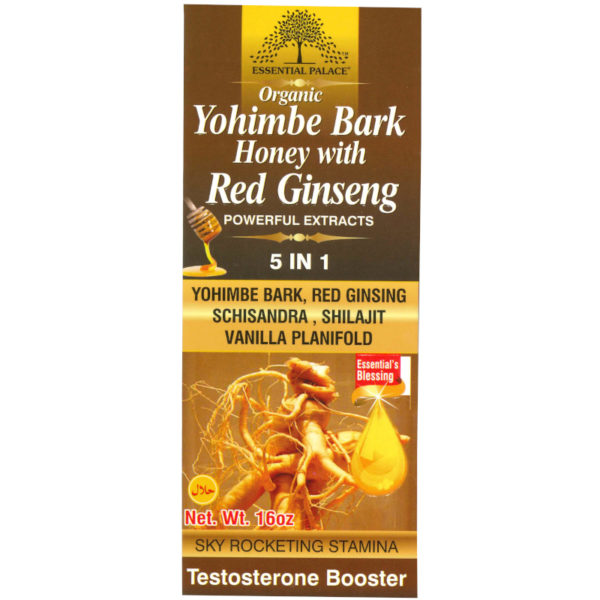 Essential Palace Organic Yohimbe Bark Honey With Red Ginseng 5 IN 1 16 OZ front