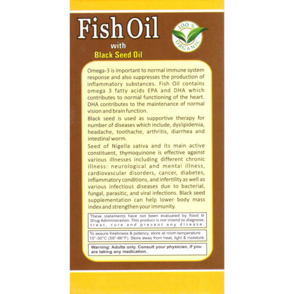 Essential Palace Organic Fish Oil with Black Seed Oil 90 SoftGel Back 1