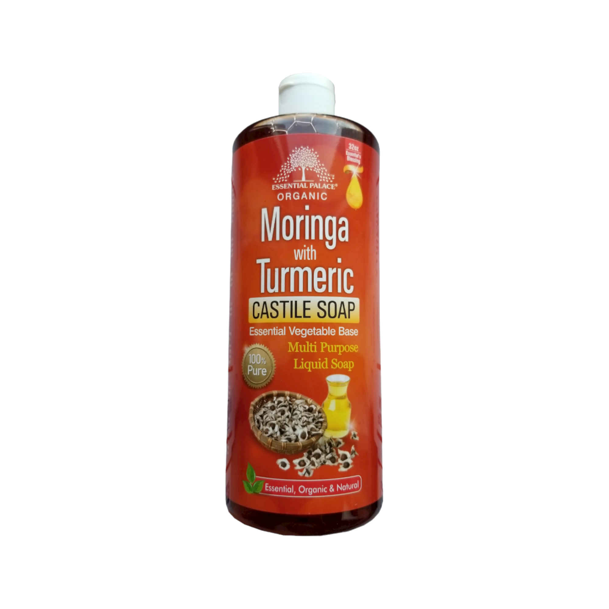 Essential Palace Moringa with Turmeric Castile Soap 32 OZ Front