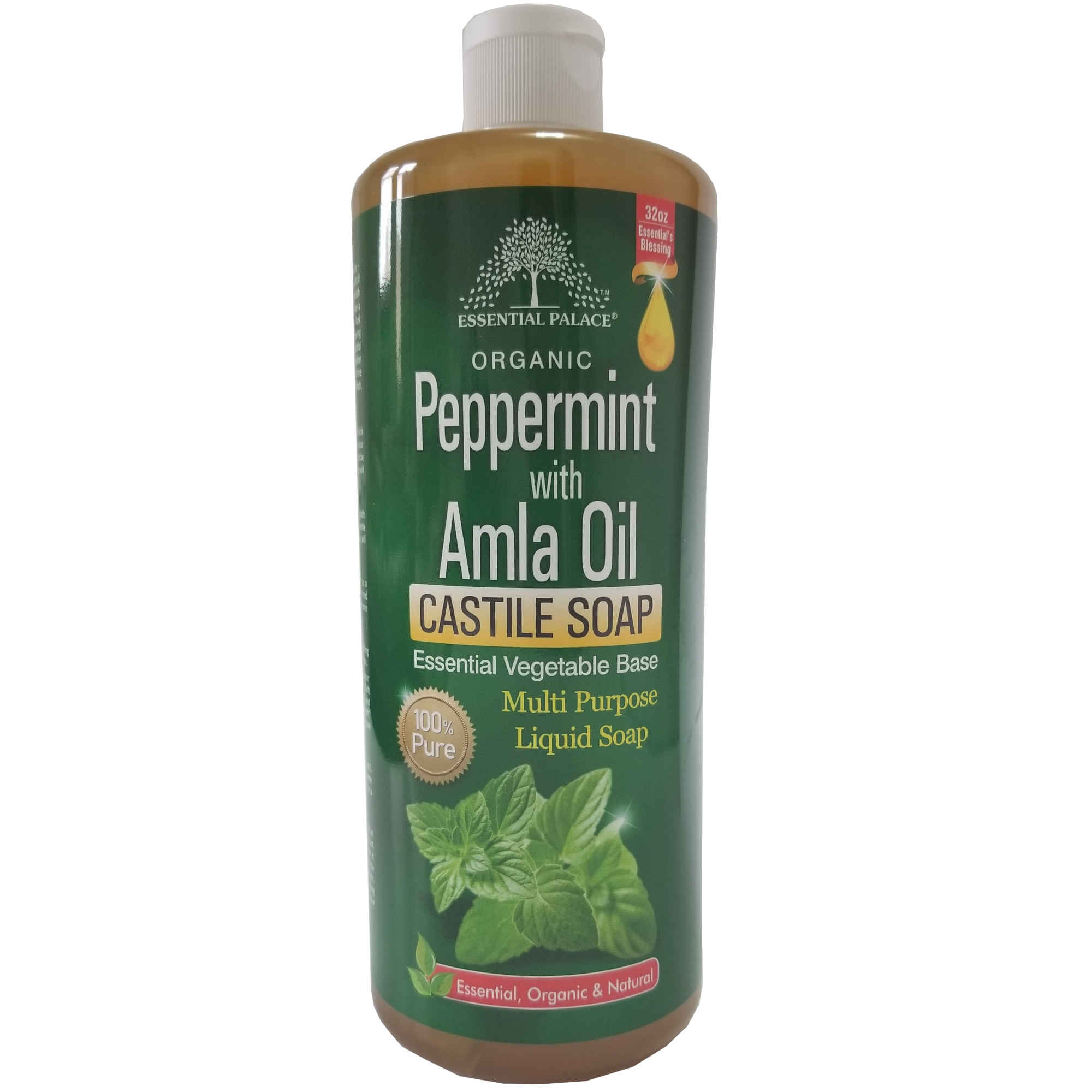 Essential Palace Peppermint with Amla Oil Castile Soap 32 OZ Front