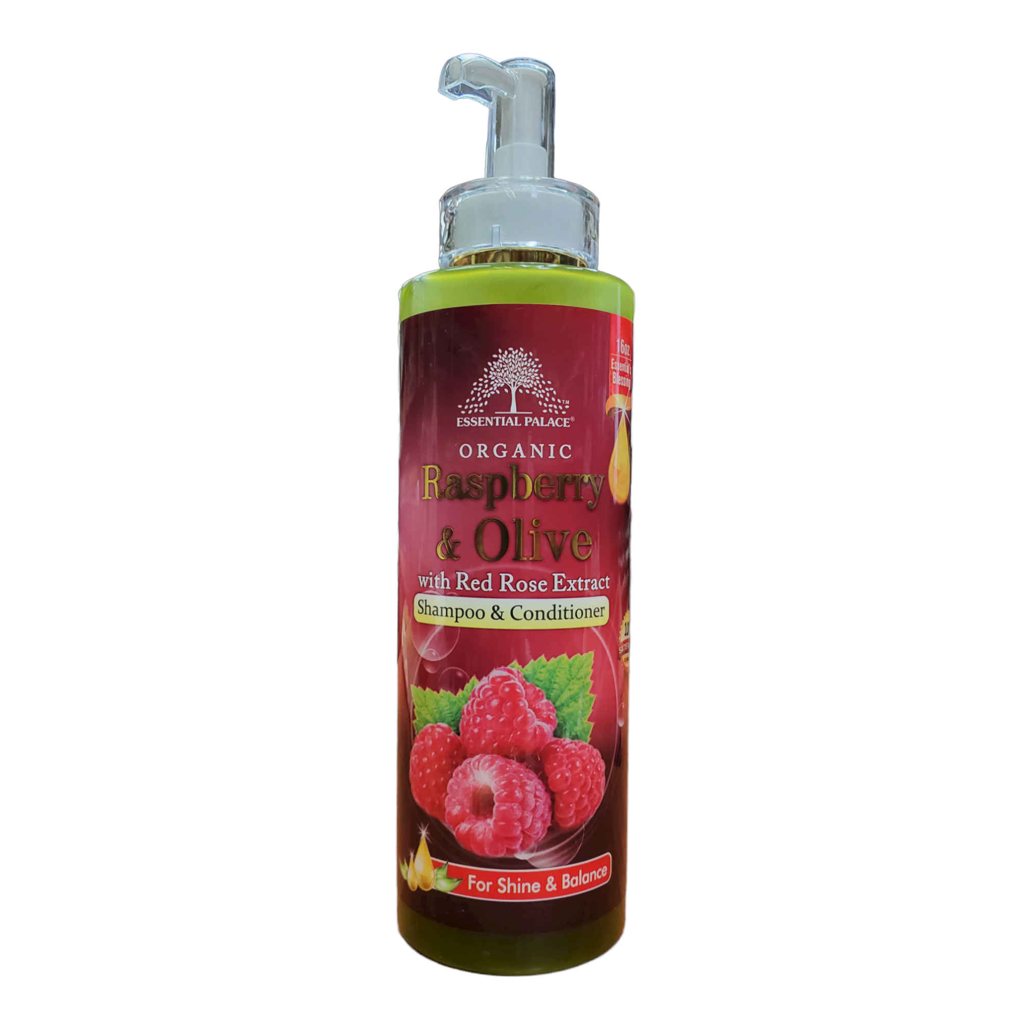 Essential Palace Raspberry Olive Shampoo and Conditioner 16 OZ Front